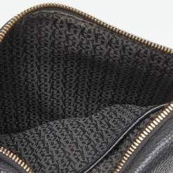 Pre Owned Aigner Black Leather Flap Crossbody Bag