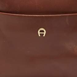 Pre Owned Aigner Brown Leather Crossbody Bag