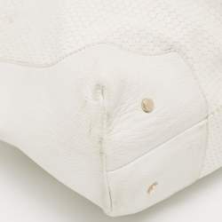 Aigner White Embossed Leather Zip Hobo