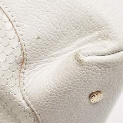 Aigner White Embossed Leather Zip Hobo