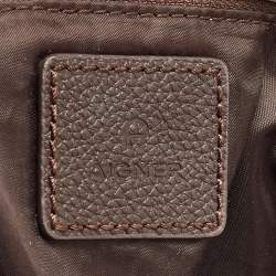 Pre Owned Aigner Dark Brown Nylon and Leather Logo Flap Satchel