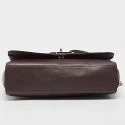 Aigner Burgundy Leather Turnlock Flap Shoulder Bag