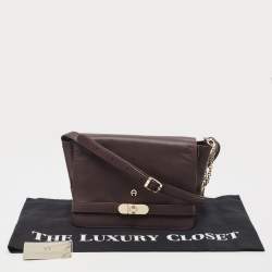 Aigner Burgundy Leather Turnlock Flap Shoulder Bag