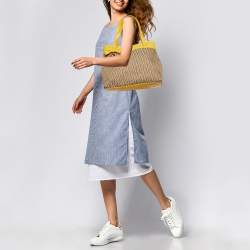 Aigner Beige/Mustard Signature Canvas and Leather Tote