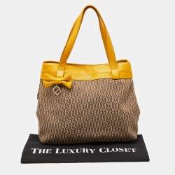 Aigner Beige/Mustard Signature Canvas and Leather Tote