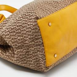 Aigner Beige/Mustard Signature Canvas and Leather Tote