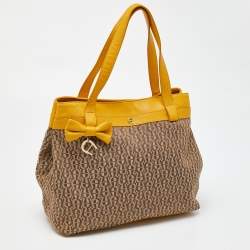 Aigner Beige/Mustard Signature Canvas and Leather Tote
