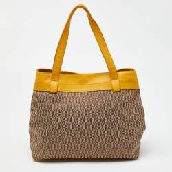 Aigner Beige/Mustard Signature Canvas and Leather Tote