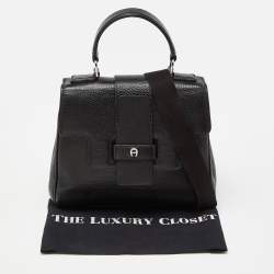 Aigner Black Leather Top Handle Bag