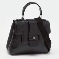 Aigner Black Leather Top Handle Bag