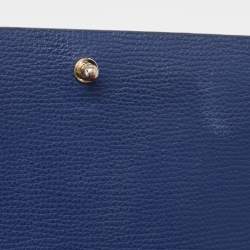 Aigner Navy Blue Leather Flap Chain Shoulder Bag