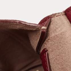 Pre Owned Aigner Dark Red Leather Embroidered Logo Shoulder Bag