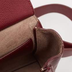 Pre Owned Aigner Dark Red Leather Embroidered Logo Shoulder Bag