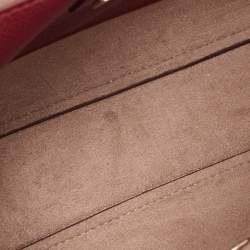 Pre Owned Aigner Dark Red Leather Embroidered Logo Shoulder Bag