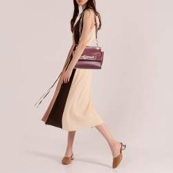 Pre Owned Aigner Dark Red Leather Embroidered Logo Shoulder Bag