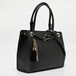 Aigner Black Python Embossed Leather and Leather Cavallina Tote