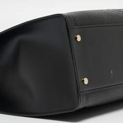Aigner Black Python Embossed Leather and Leather Cavallina Tote