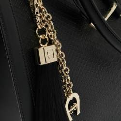 Aigner Black Python Embossed Leather and Leather Cavallina Tote