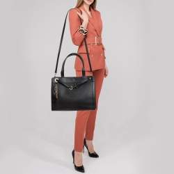 Aigner Black Python Embossed Leather and Leather Cavallina Tote
