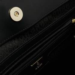Aigner Black Python Embossed Leather and Leather Cavallina Tote
