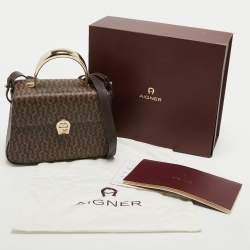Aigner Brown Signature Coated Canvas Genoveva Top Handle Bag