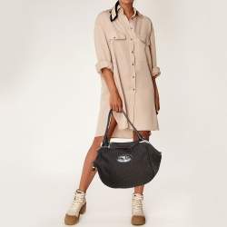 Aigner Black/Brown Signature Canvas Logo Hobo