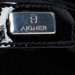 Aigner Black/Brown Signature Canvas Logo Hobo