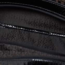 Aigner Black/Brown Signature Canvas Logo Hobo