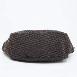 Aigner Black/Brown Signature Canvas Logo Hobo