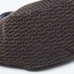 Aigner Black/Brown Signature Canvas Logo Hobo