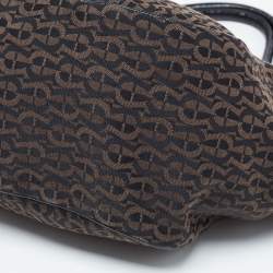 Aigner Black/Brown Signature Canvas Logo Hobo