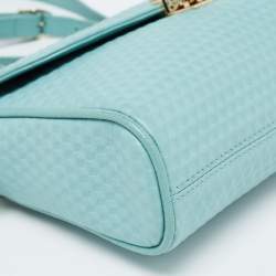 Pre Owned Aigner Light Turquoise Embossed Leather Genoveva Shoulder Bag