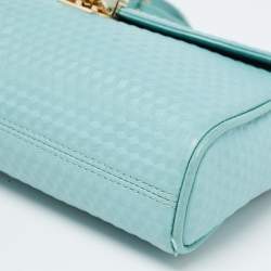 Pre Owned Aigner Light Turquoise Embossed Leather Genoveva Shoulder Bag