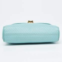 Pre Owned Aigner Light Turquoise Embossed Leather Genoveva Shoulder Bag