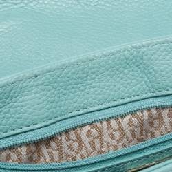 Pre Owned Aigner Light Turquoise Embossed Leather Genoveva Shoulder Bag