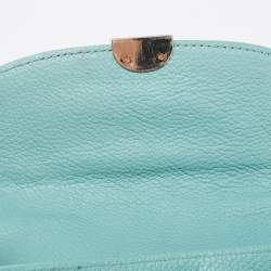 Pre Owned Aigner Light Turquoise Embossed Leather Genoveva Shoulder Bag
