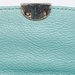 Pre Owned Aigner Light Turquoise Embossed Leather Genoveva Shoulder Bag