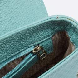 Pre Owned Aigner Light Turquoise Embossed Leather Genoveva Shoulder Bag