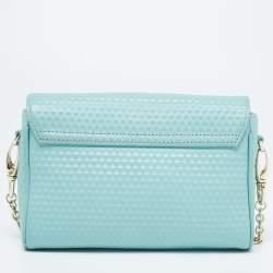 Pre Owned Aigner Light Turquoise Embossed Leather Genoveva Shoulder Bag