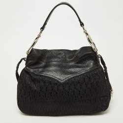 Aigner Black Signature Canvas and Leather Hobo