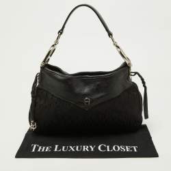 Aigner Black Signature Canvas and Leather Hobo