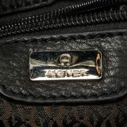 Aigner Black Signature Canvas and Leather Hobo