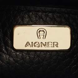 Pre Owned Aigner Black Leather Milano S Shoulder Bag