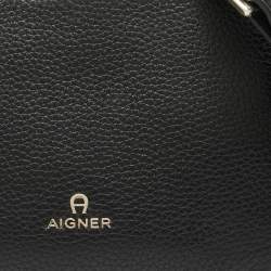 Pre Owned Aigner Black Leather Milano S Shoulder Bag