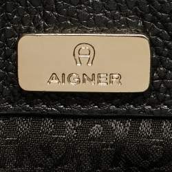 Aigner Black Leather Genoveva Top Handle Bag