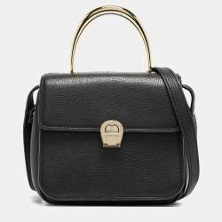 Aigner Black Leather Genoveva Top Handle Bag