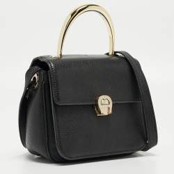 Aigner Black Leather Genoveva Top Handle Bag