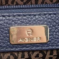 Aigner Navy Blue Leather Genoveva M Top Handle Bag 