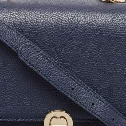 Aigner Navy Blue Leather Genoveva M Top Handle Bag 