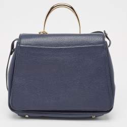 Aigner Navy Blue Leather Genoveva M Top Handle Bag 